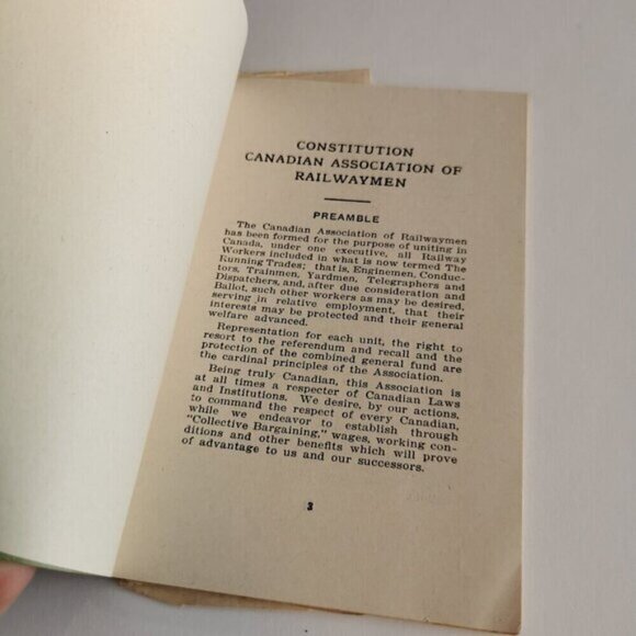 1930s Constitution of Canadian Association of Railwaymen Booklet Railway Workers - Picture 4 of 10
